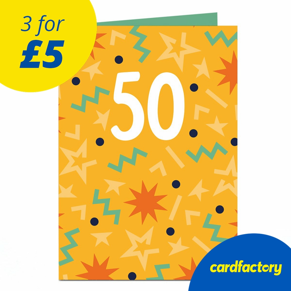 Image of 50th Birthday Card - Jazzy Yellow Explosion