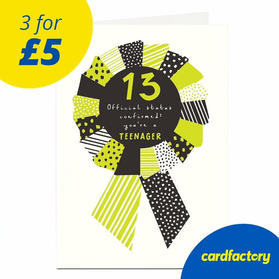Image of 13th Birthday Card - Offical Teenager Rosette