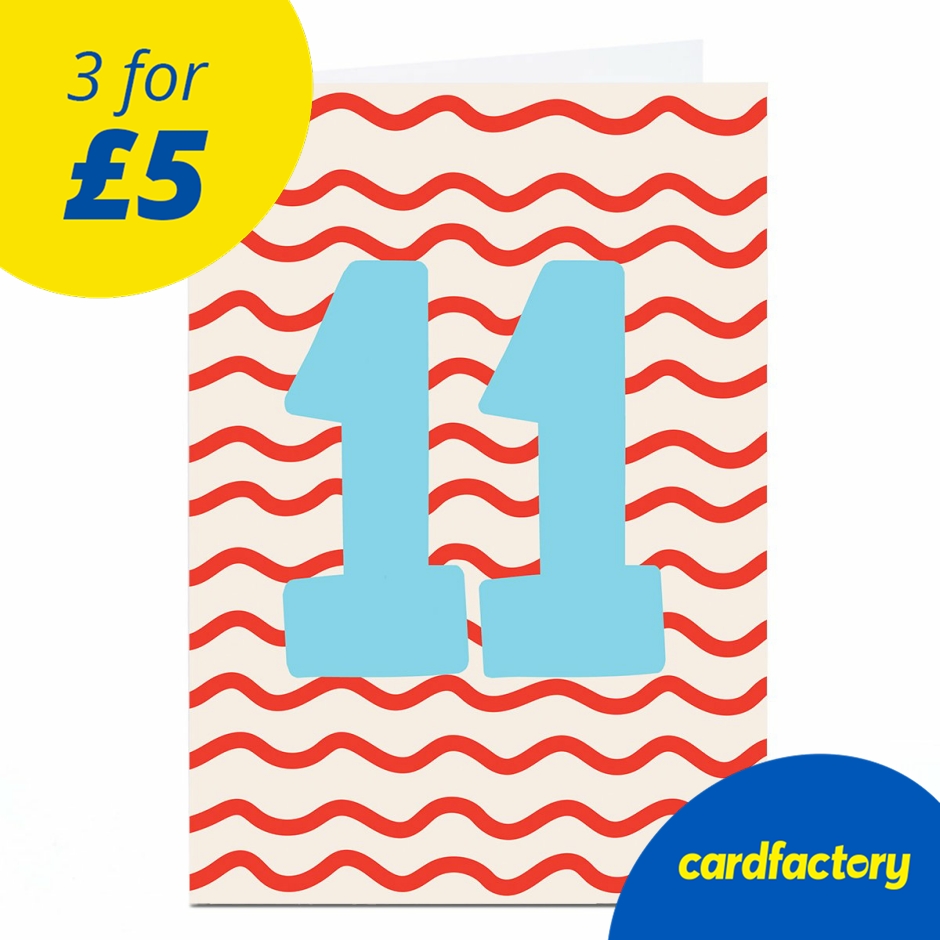 Image of 11th Birthday Card - Red Waves