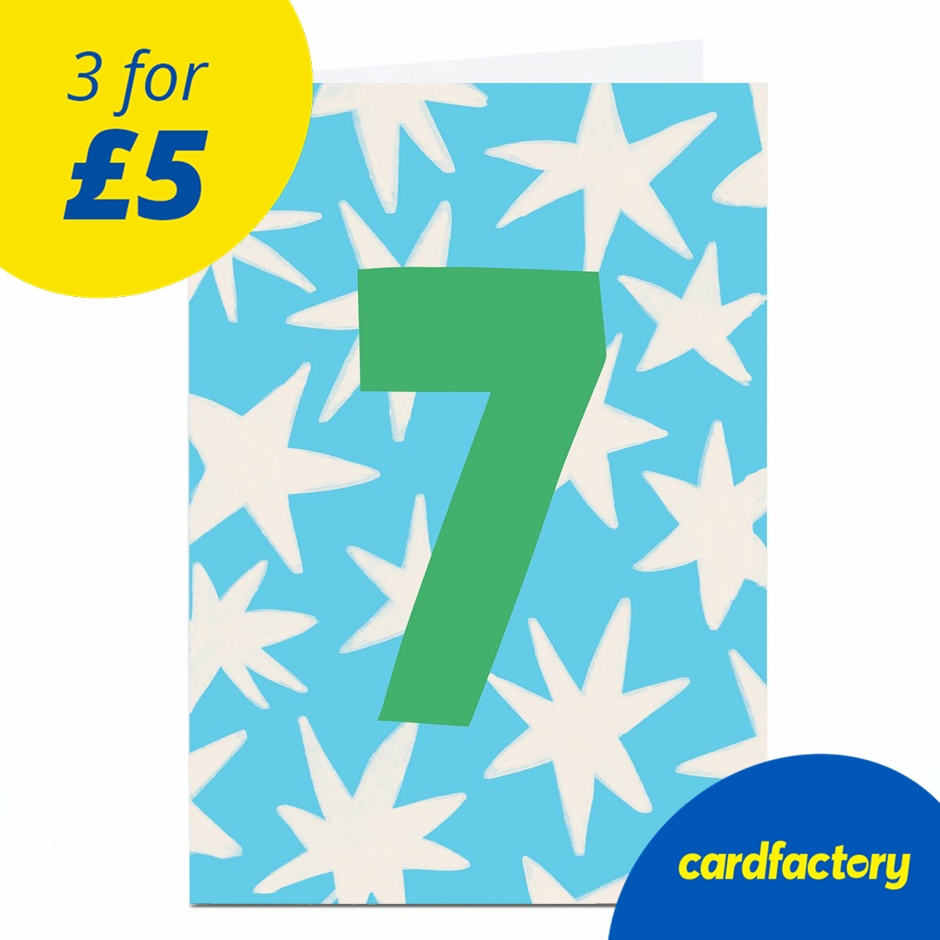 Image of 7th Birthday Card - Blue and White Star