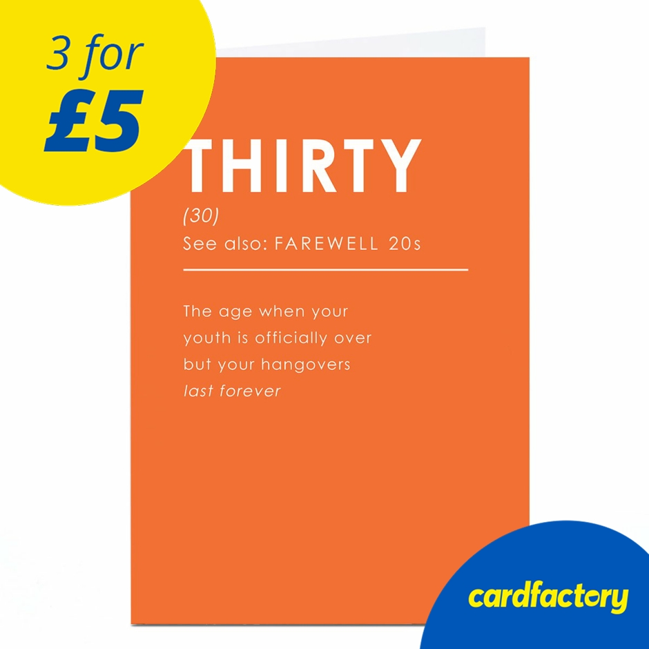 Image of 30th Birthday Card - Definition Farewell 20s