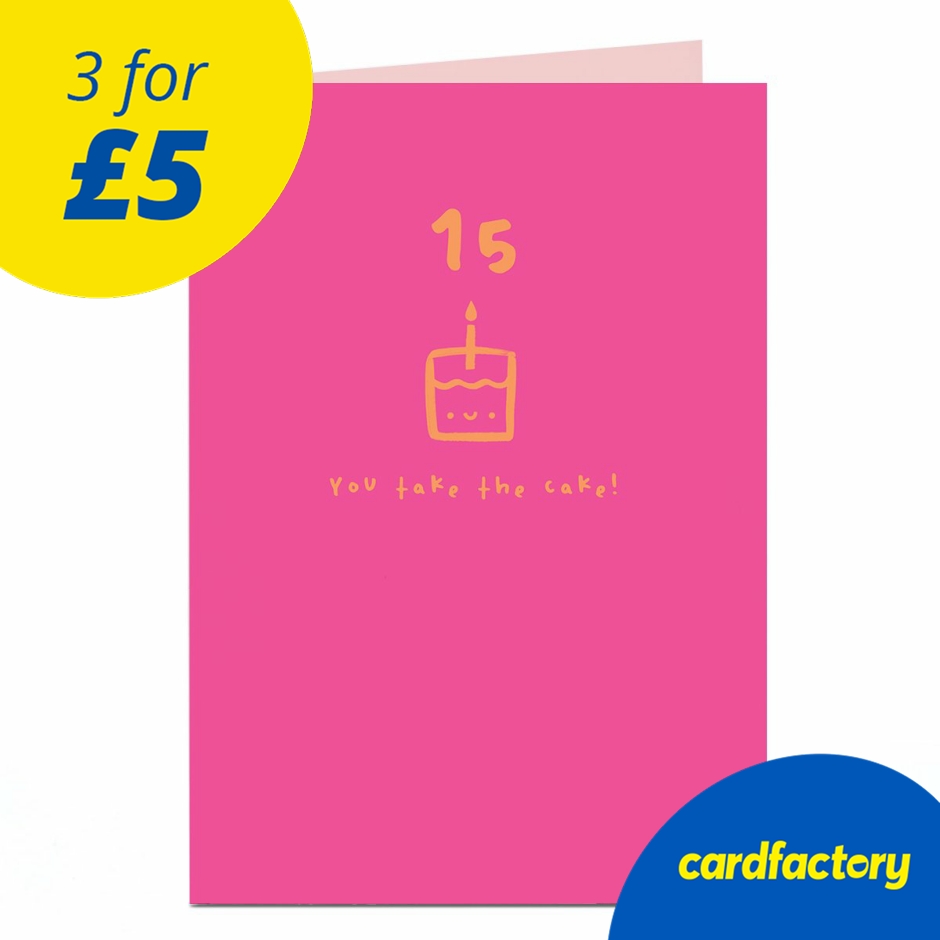 Image of 15th Birthday Card - Hot Pink Take The Cake