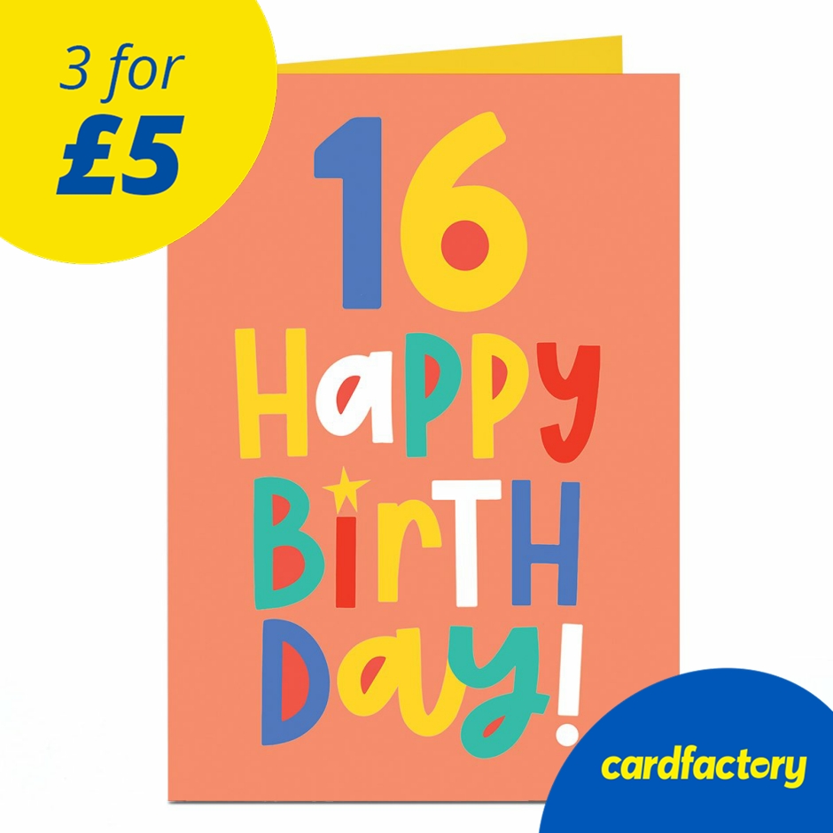 Image of 16th Birthday Card - Bright Bubble Writing