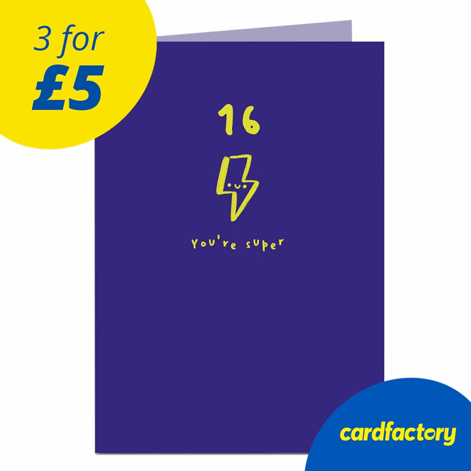 Image of 16th Birthday Card - Electric Lightning Bolt
