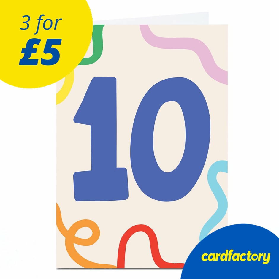 Image of 10th Birthday Card - Colourful Squiggles