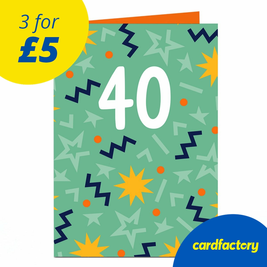 Image of 40th Birthday Card - Jazzy Green Explosion