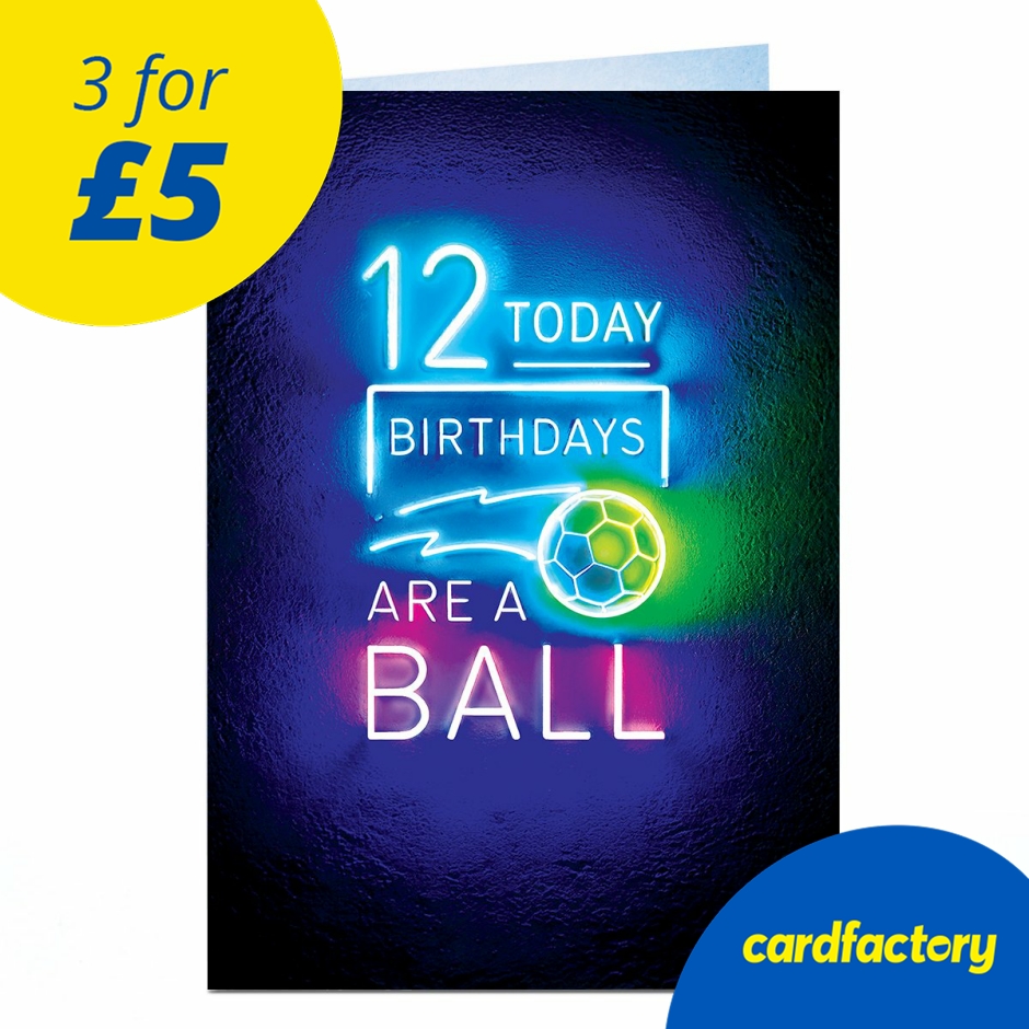 Image of 12th Birthday Card - Neon Football