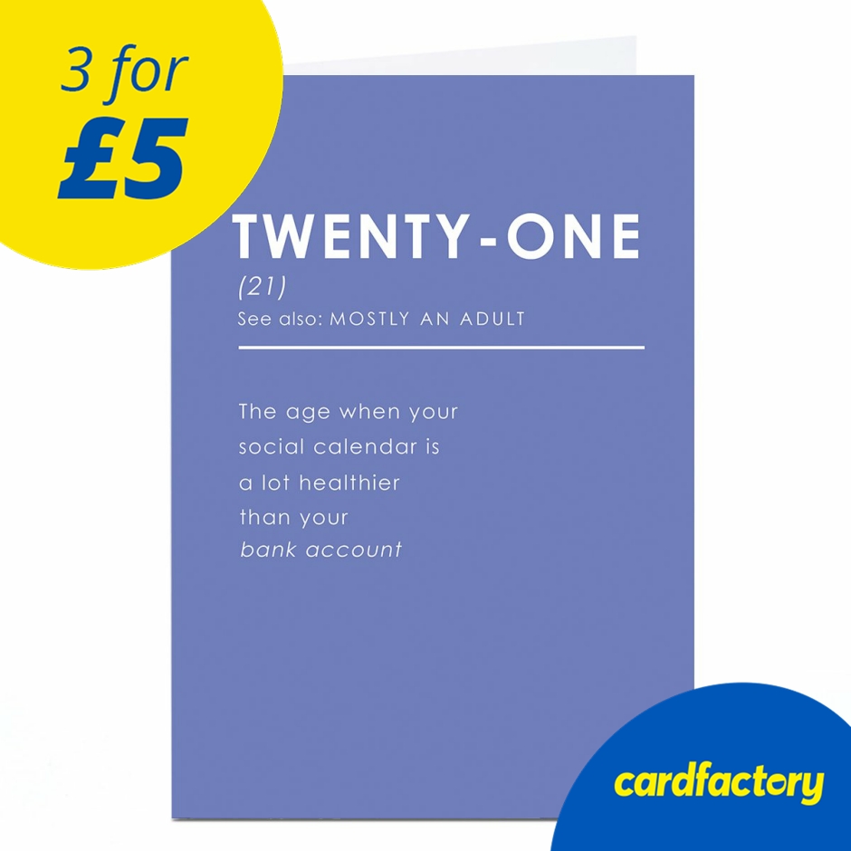 Image of 21st Birthday Card - Definition Mostly An Adult