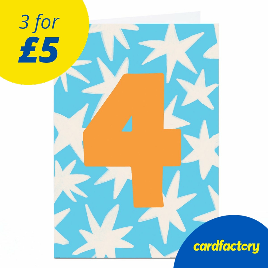 Image of 4th Birthday Card - Blue and White Stars