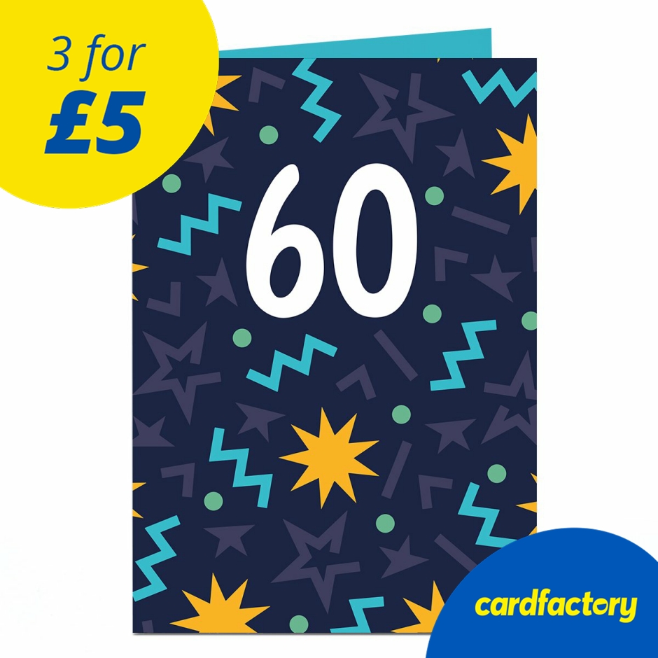 Image of 60th Birthday Card - Jazzy Blue Explosion