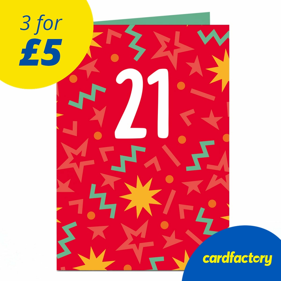 Image of 21st Birthday Card - Jazzy Red Explosion