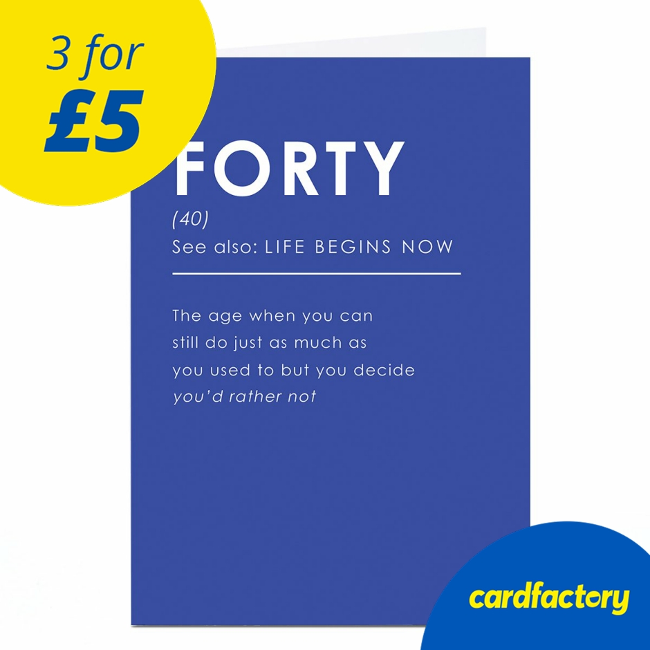 Image of 40th Birthday Card - Definition Life Begins Now