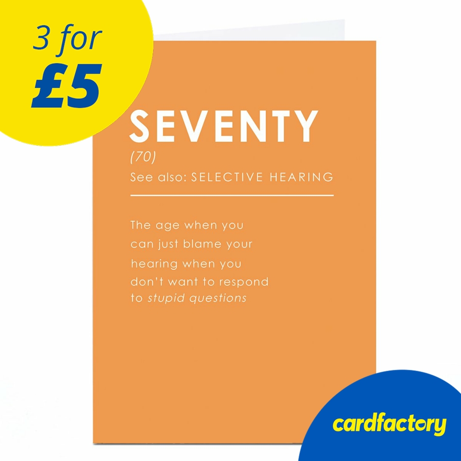 Image of 70th Birthday Card - Definition Selective Hearing