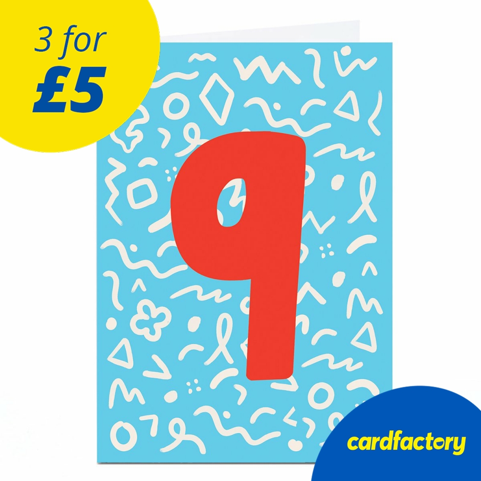 Image of 9th Birthday Card - Colourful Doodles