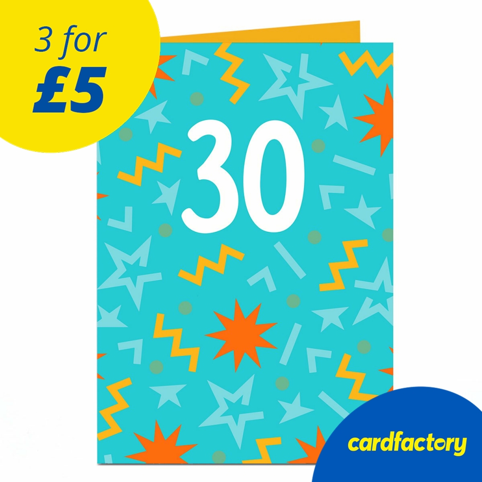 Image of 30th Birthday Card - Jazzy Blue Explosion
