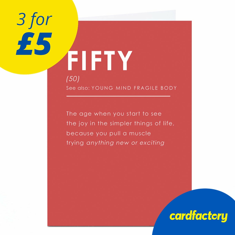 Image of 50th Birthday Card - Definition Young Mind Fragile Body
