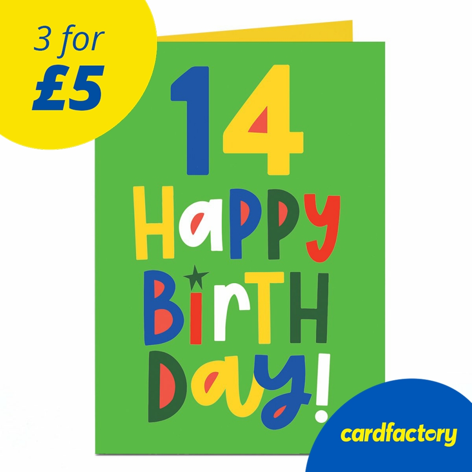 Image of 14th Birthday Card - Great Happy Birthday Letters