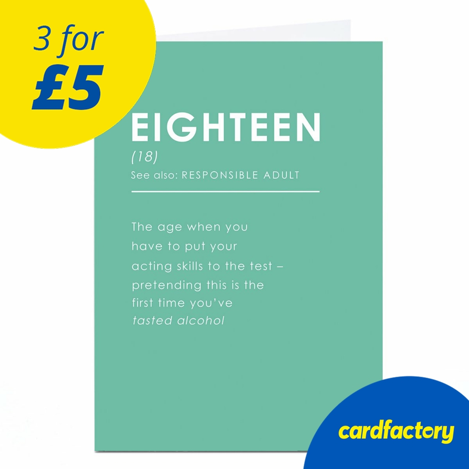 Image of 18th Birthday Card - Definition Responsible Adult