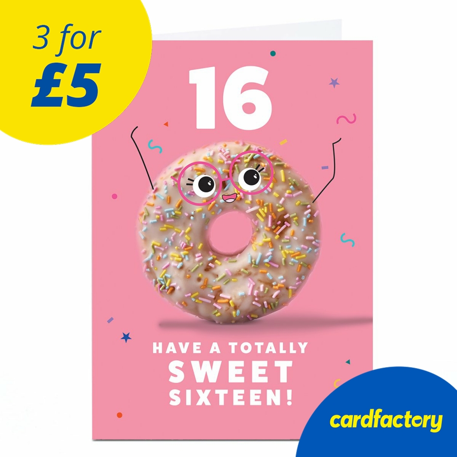 Image of 16th Birthday Card - Sweet Sixteen Donut