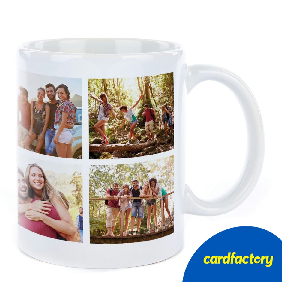 Image of Personalised White Photo Mug - 6 Photos &amp; Custom Message | Ceramic | Gift for Tea or Coffee Lovers | 9.6cm x 12cm x 8cm