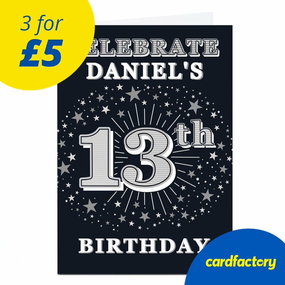 Image of Personalised 13th Birthday Invitation - Silver Stars