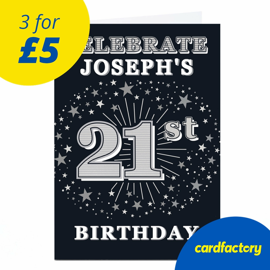 Image of Personalised 21st Birthday Invitation - Silver Stars