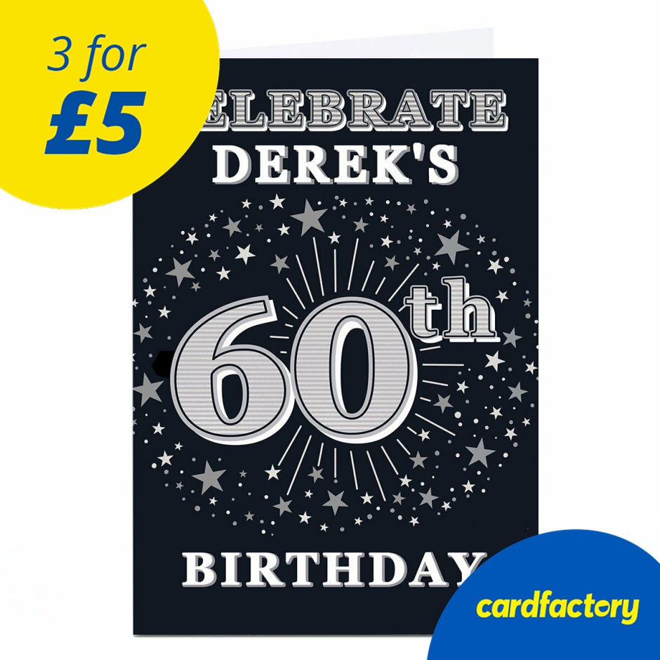 Image of Personalised 60th Birthday Invitation - Silver Stars