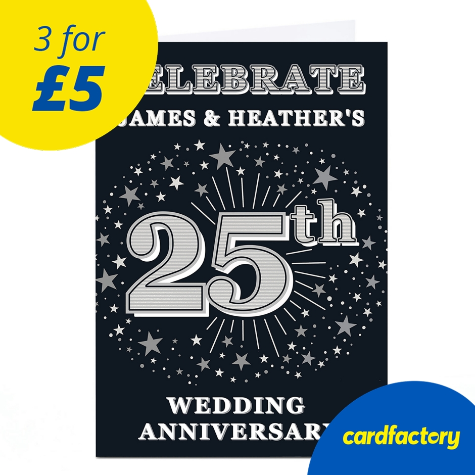 Image of Personalised 25th Anniversary Invitation - Silver Stars