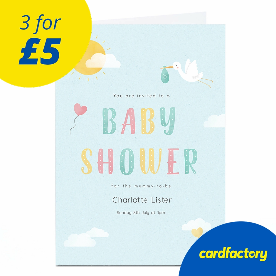 Image of Personalised Baby Shower Invitation - Sun &amp; Stork