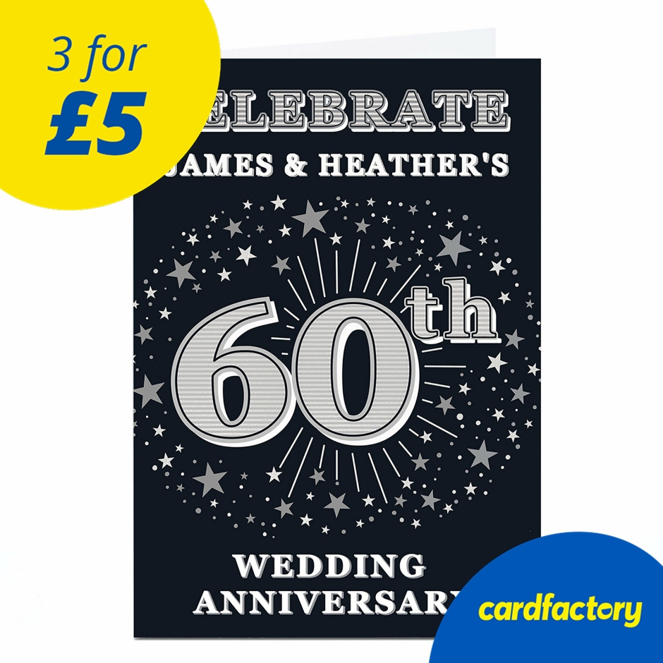 Image of Personalised 60th Anniversary Invitation - Silver Stars