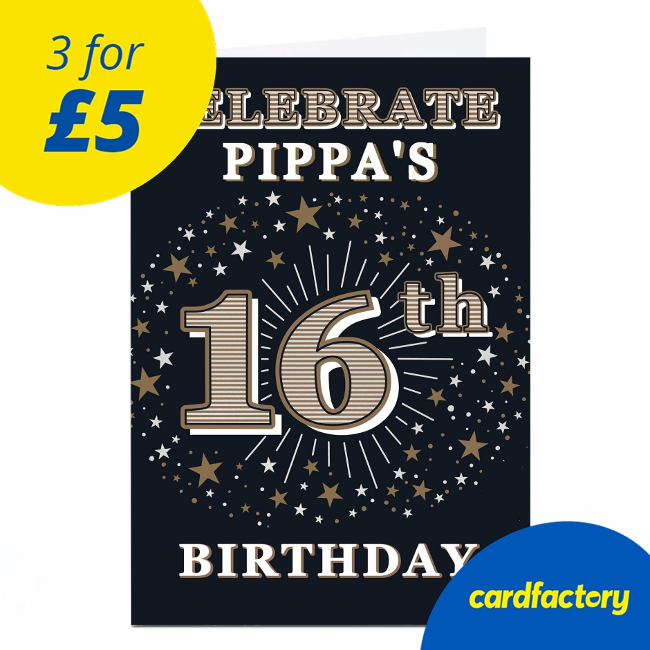 Image of Personalised 16th Birthday Invitation - Gold Stars