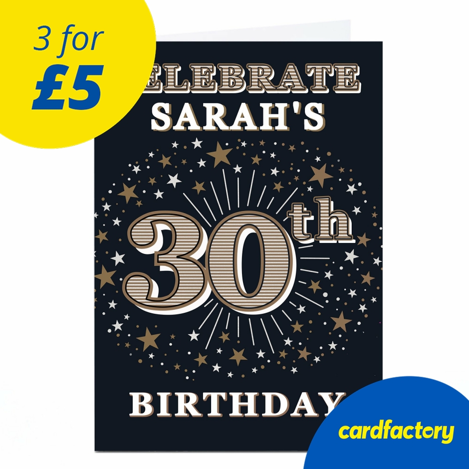 Image of Personalised 30th Birthday Invitation - Gold Stars