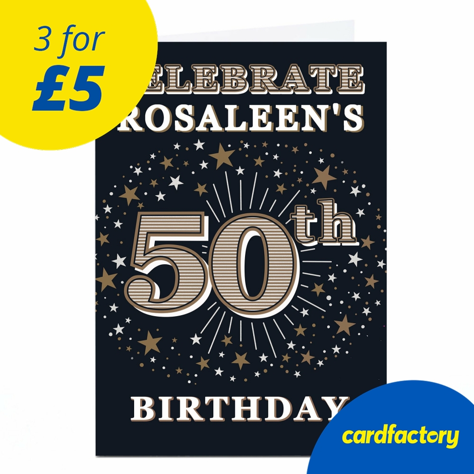 Image of Personalised 50th Birthday Invitation - Gold Stars