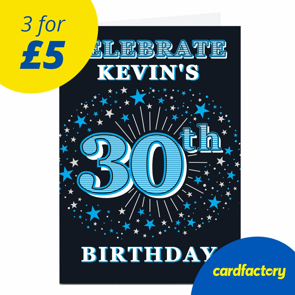 Image of Personalised 30th Birthday Invitation - Blue Stars