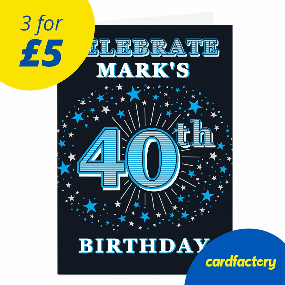Image of Personalised 40th Birthday Invitation - Blue Stars
