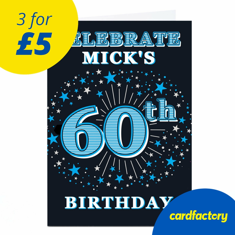 Image of Personalised 60th Birthday Invitation- Blue Stars