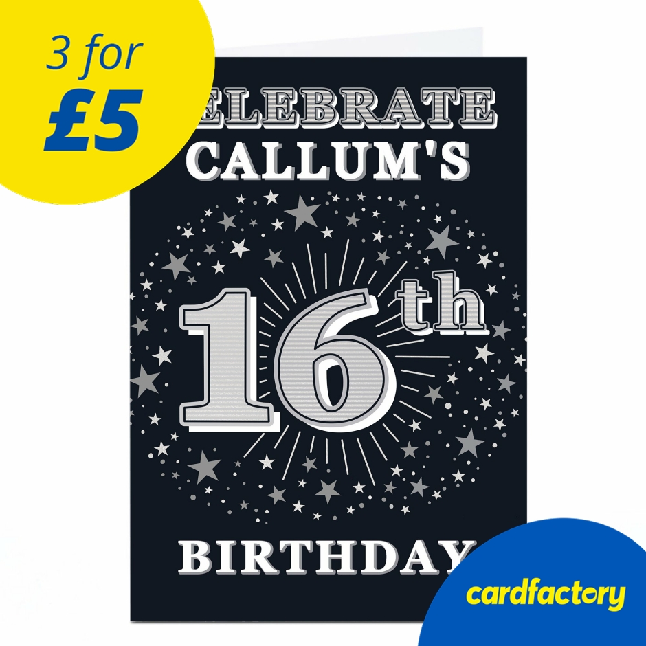Image of Personalised 16th Birthday Invitation - Silver Stars