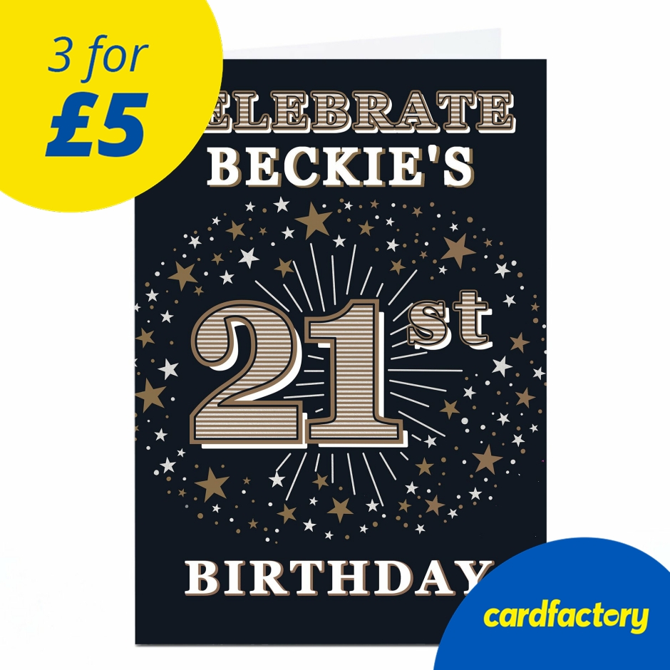Image of Personalised 21st Birthday Invitation - Gold Stars