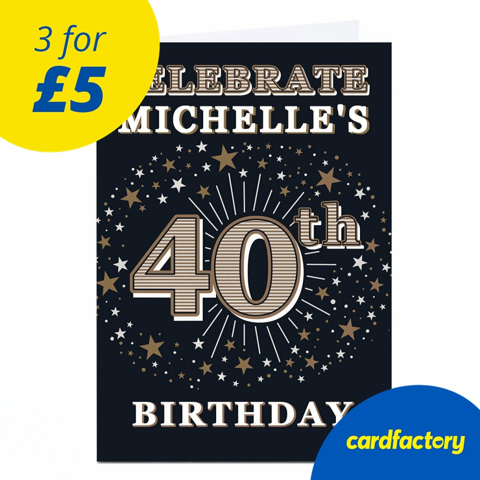 Image of Personalised 40th Birthday Invitation - Gold Stars