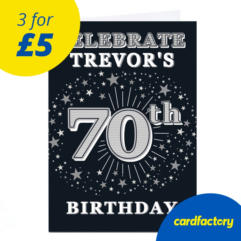 Image of Personalised 70th Birthday Invitation - Silver Stars