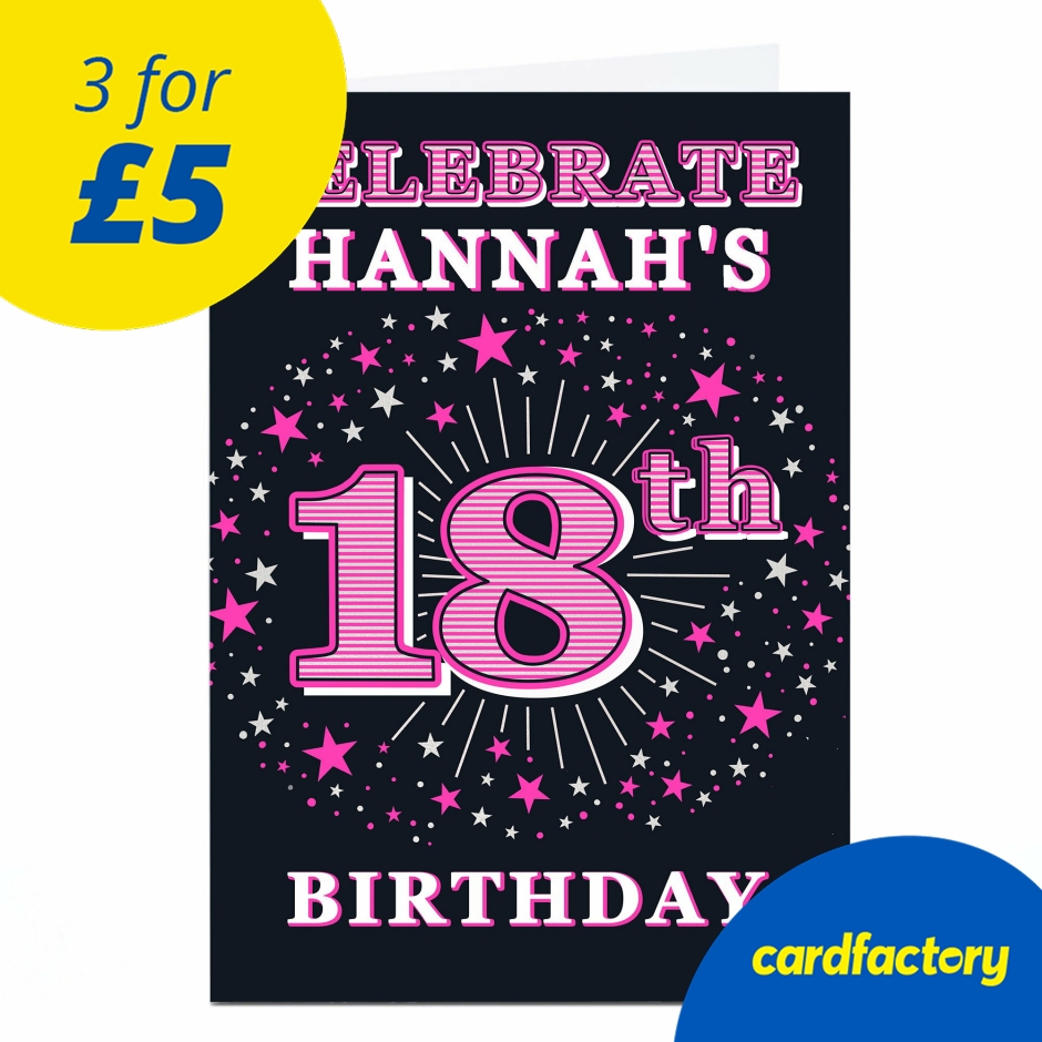 Image of Personalised 18th Birthday Invitation - Pink Stars