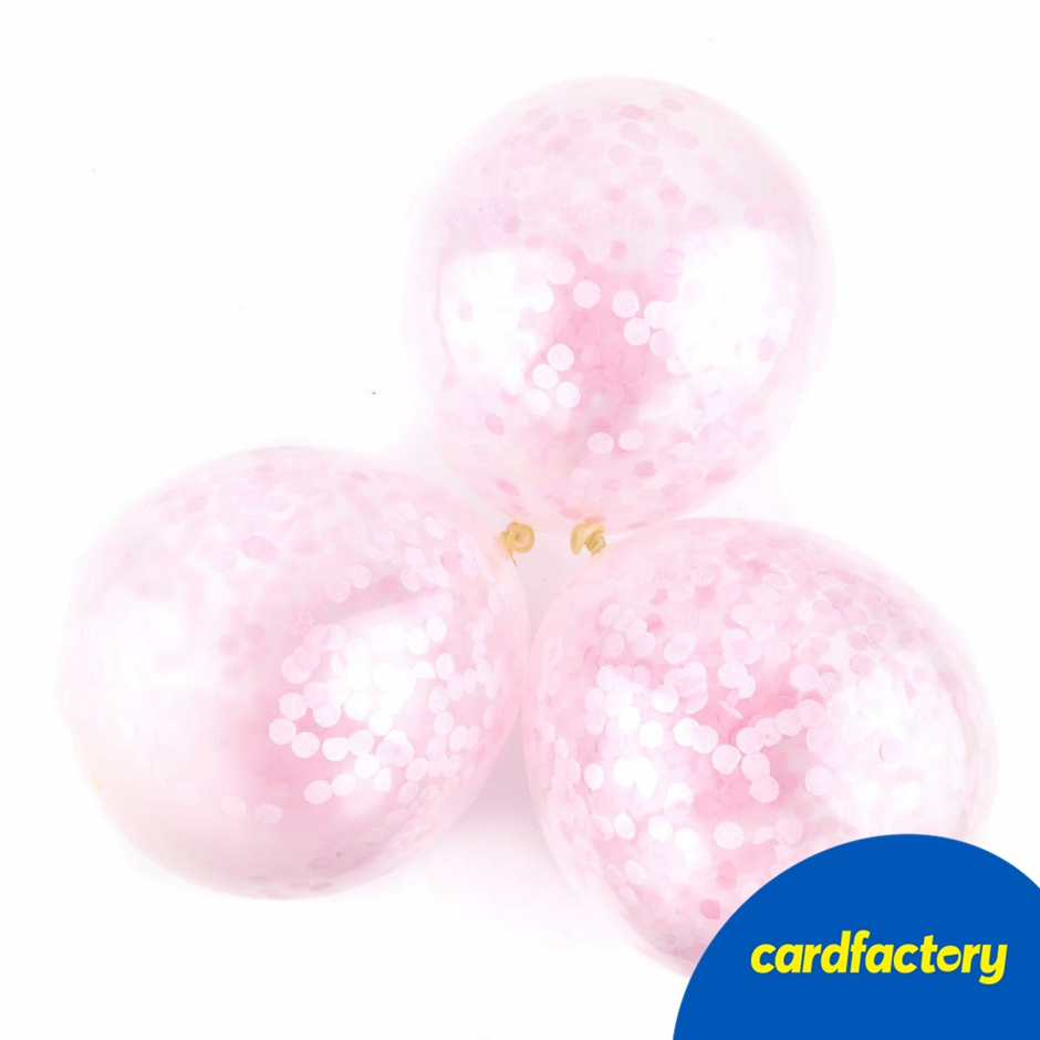 Pink Confetti Balloons | Pack of 6 | 12" Clear Latex with Pink Tissue Paper Confetti | Party Decorations | Helium & Air-Inflatable