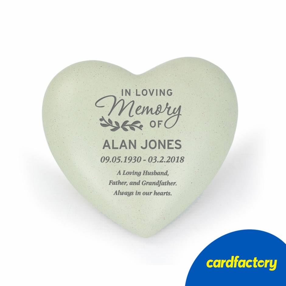 Image of Personalised Memorial Heart Ornament | In Loving Memory Gift | Resin | H 16.8cm x W 18cm x D 9cm | Thoughtful Remembrance Keepsake