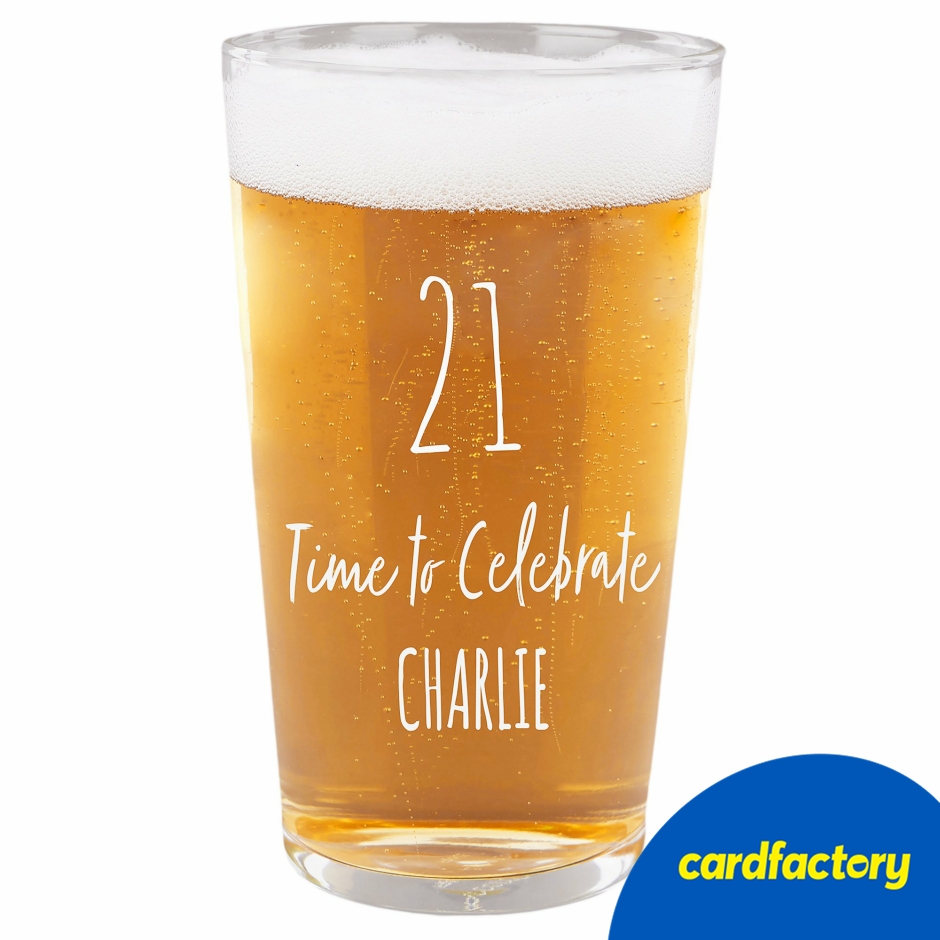 Image of Personalised 21st Birthday Pint Glass | Custom Engraved Glassware | Ideal Milestone Gift | 568ml Capacity | Hand Wash Only