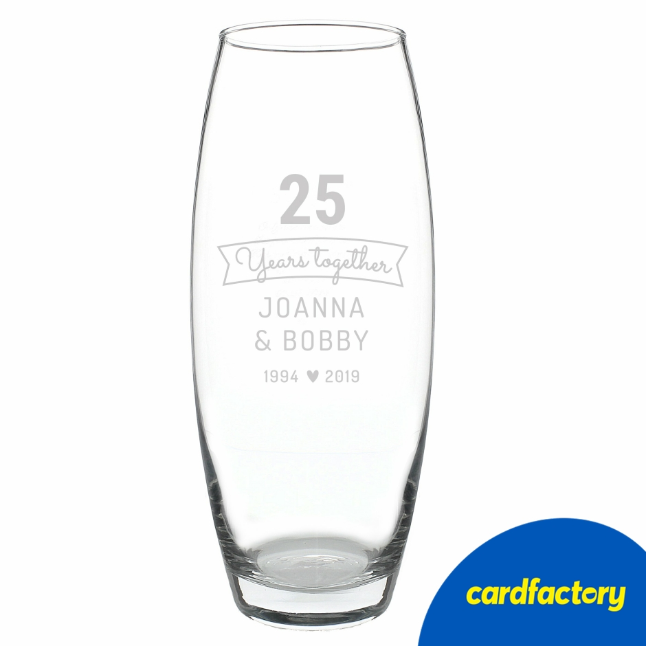 Image of Personalised Glass Vase for Anniversary | Elegant Engraved Design | Custom Number &amp; Message | Perfect Gift | 10.5cm x 26cm | Unique Keepsake