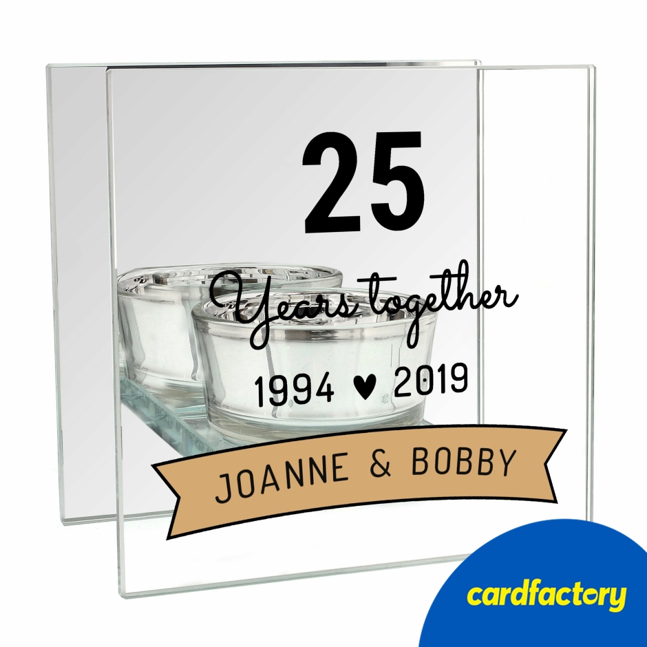 Image of Personalised Anniversary Glass Tea Light Holder - Years Together