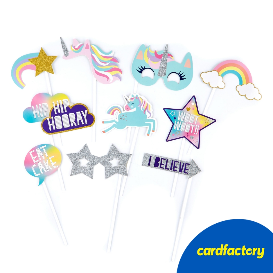 Image of Unicorn Party Photo Booth Props - Pack of 10