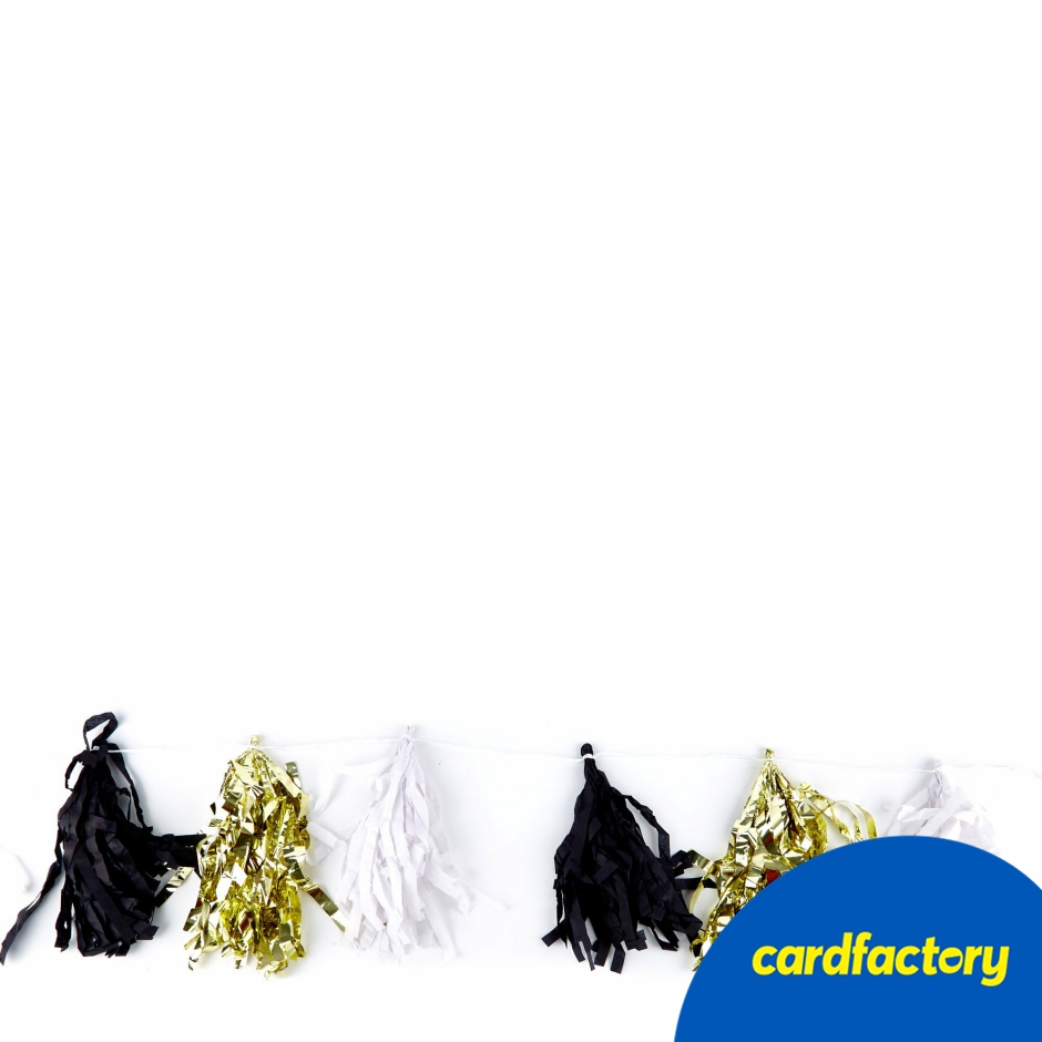 Image of Gold, Black &amp; White 9ft Tassel Garland