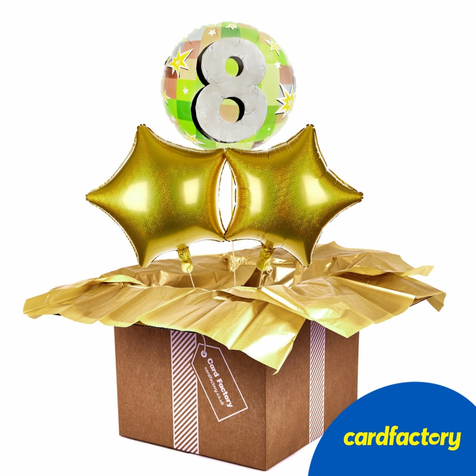 Image of Mining Game 8th Birthday Balloon Bouquet | Delivered Inflated Helium Balloons | Perfect for Gaming Party Decorations | 3 Balloons | 45.7cm