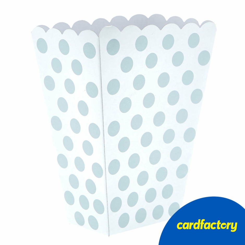 Image of Silver &amp; White Dotty Treat Boxes - Pack Of 8